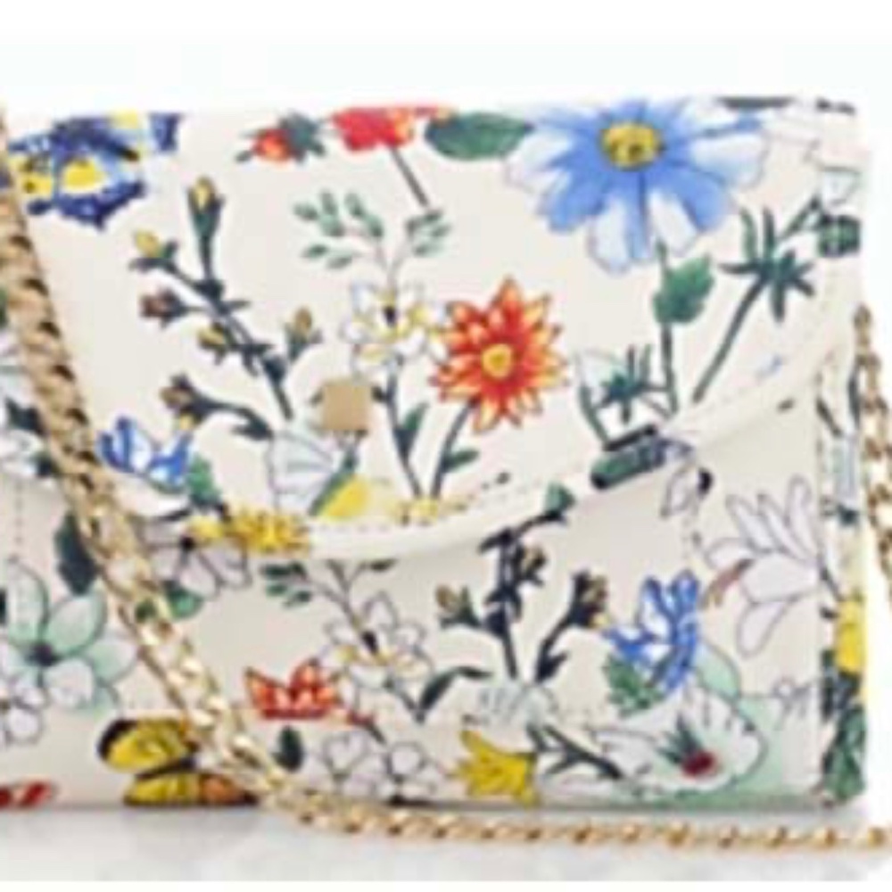 SHOULDER BAG, GORGEOUS FLORAL MULTICOLOUR, COTTON SATEEN, CHAIN STRAP, MAGNETIC